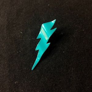 single teal lightning bolt earring